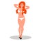 Beautiful young girl in white swimsuit.Summer Vector illustration on white background in cartoon style