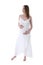 Beautiful Young Pregnant Woman In White Over White
