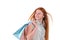 Beautiful young redhair woman with shoping bags