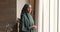 Beautiful young Somalian businesswoman wear hijab posing in modern office