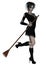Beautiful young witch holding broomstick