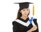 Beautiful young woman college graduation isolated