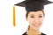 Beautiful young woman college graduation isolated