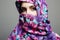 Beautiful young woman in color flower veil. beauty girl in colorful hijab