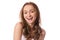 Beautiful young woman emotion laughing smile fun