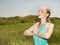 Beautiful young woman exercising in the outdoors yoga photo on