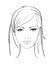 Beautiful young woman with hairstyle and expressive look. Fashion sketch. Fashion girls face. Hand-drawn fashion model. Woman face