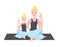 Beautiful young woman and her charming little daughter are smiling while doing yoga together. mother and son doing yoga