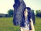 Beautiful young woman and horse