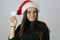 Beautiful young woman model wear Santa hat