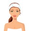 Beautiful young woman perfect face with towel. Skin beauty spa s