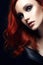 Beautiful young woman red hair style