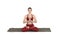 Beautiful young woman sitting in yoga pose Lotus changing positi
