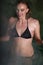 Beautiful Young Woman in Steamy Hot Tub