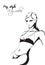 Beautiful young woman in underwear. Fashion sketch. Fashion girl in a bathing suit. Hand-drawn fashion model. Sexy woman