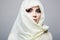 Beautiful young woman in veil hood. beauty girl in hijab