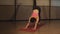 Beautiful young woman yoga workout in gym