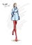 Beautiful young women in coats and high boots. Hand drawn fashion girl. Fashion model posing. Sketch Vector illustration