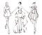 Beautiful young womens. Hand drawn fashion girls. Fashion model posing. Sketch. Vector set