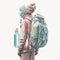 Beautiful youth turquoise backpack mockup with pockets and locks