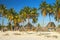 Beautiful Zanzibar beach hotel with traditional exotic beach huts, Zanzibar, Tanzania.