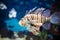 Beautiful zebra fish or striped lionfish