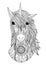 Beautiful zendoodle stylized unicorn head