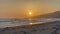 Beautiful Zuma Beach sunset with the lifeguard station in the foreground, Malibu, California