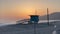 Beautiful Zuma Beach sunset with the lifeguard station in the foreground, Malibu, California