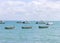 Beautifull boats on the calm blue sea, northern France