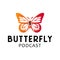 Beautifull butterfly Podcast Icon Logo Design Element