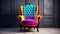 beautifull Colorful Armchair modern luxury style in empty wall living room interior design