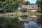 Beautifull country house with a reflection in the pond of the park  Rozendael castle