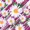 Beautifull Daisy Flower And Diagonal Line Vector Background Pattern Seamless