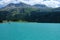 Beautifull glacier-mountain lake Silvaplana in the swiss alps of