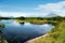 Beautifull landscape of blue sky, mountain and lake