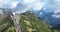 Beautifull Madeira island epic mountains and cliffs nature low hanging clouds. Pico do arieiro panorama hiking route