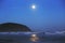 Beautifull moonlight over the sea. Blue cloudless sky