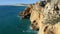 Beautifull rugged cliffs on the atlantic shore in algarve portugal