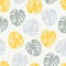 Beautifull tropical leaves branch seamless pattern design.