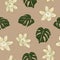 Beautifull tropical lily flowers and leaves seamless pattern design.