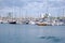 Beautifull view of yachts parking in harbor, Barselona, Spain