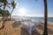 Beautifully arranged seaside wedding table and chairs set