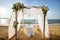 Beautifully arranged seaside wedding table and chairs set