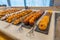 Beautifully buffet counter with assortment of delicious pastry croissants