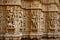 Beautifully carved idols, Jain Temple, situated in the fort complex, Jaisalmer, Rajasthan, India