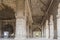 Beautifully carved pillars in Red Fort in New Delhi, India. It was built in 1639