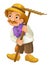 Beautifully colored cartoon character - older farmer standing and on the ground and looking ahead - isolated - illustration