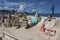 Beautifully crafted sand castles on Copacabana Beach in Rio de Janeiro in Brazil.