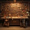 Beautifully crafted wooden workbench adorned with carpentry tools